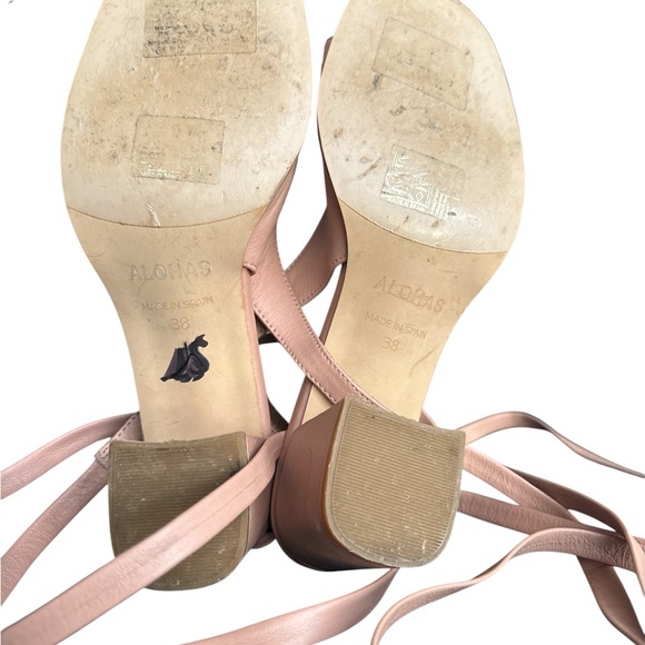 ALOHAS The Lille Leather Block Heels  in Peach Ankle Strap Nude Size EU38 - Picture 6 of 12